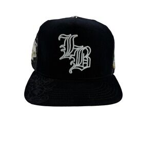 Daniel Luu Long Beach Corduroy Trucker Hat Black LB Gothic Snapback Cap